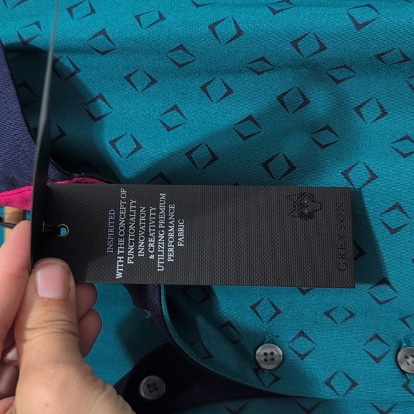 NWT Greyson The Journey Allover Wolf Logo Geo Print Fiddle Polo Shirt Men's XXL - Picture 4 of 13